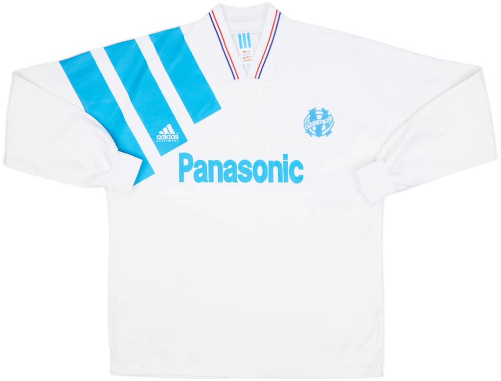 1991-92 Olympique Marseille Home L/S Shirt - 8/10 - (L/XL)