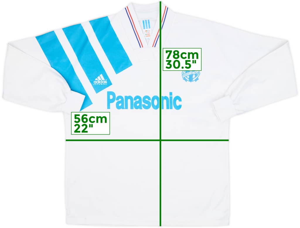 1991-92 Olympique Marseille Home L/S Shirt - 8/10 - (L/XL)