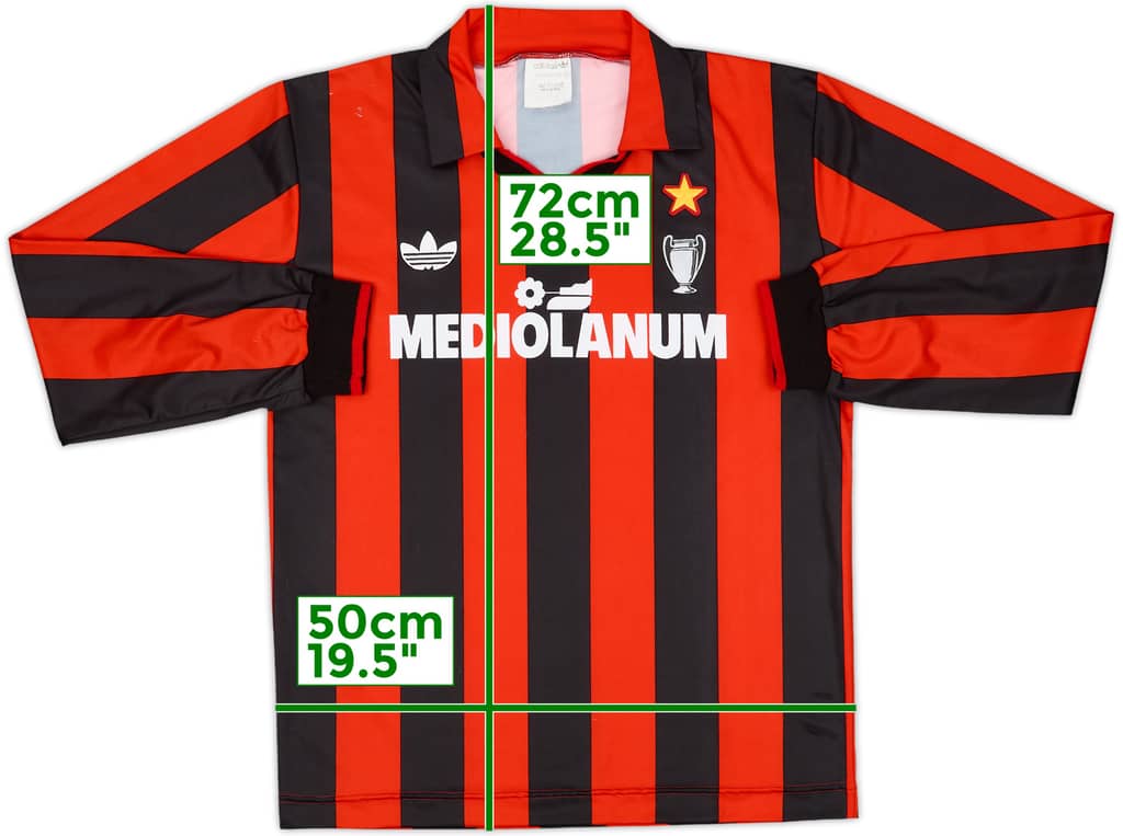 1990-91 AC Milan Home L/S Shirt - 8/10 - (S)