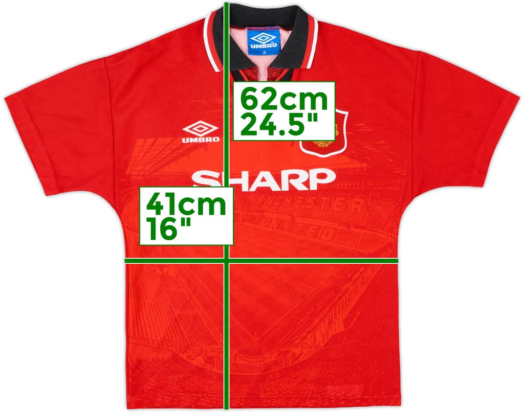 1994-96 Manchester United Home Shirt - 8/10 - (L.Boys)