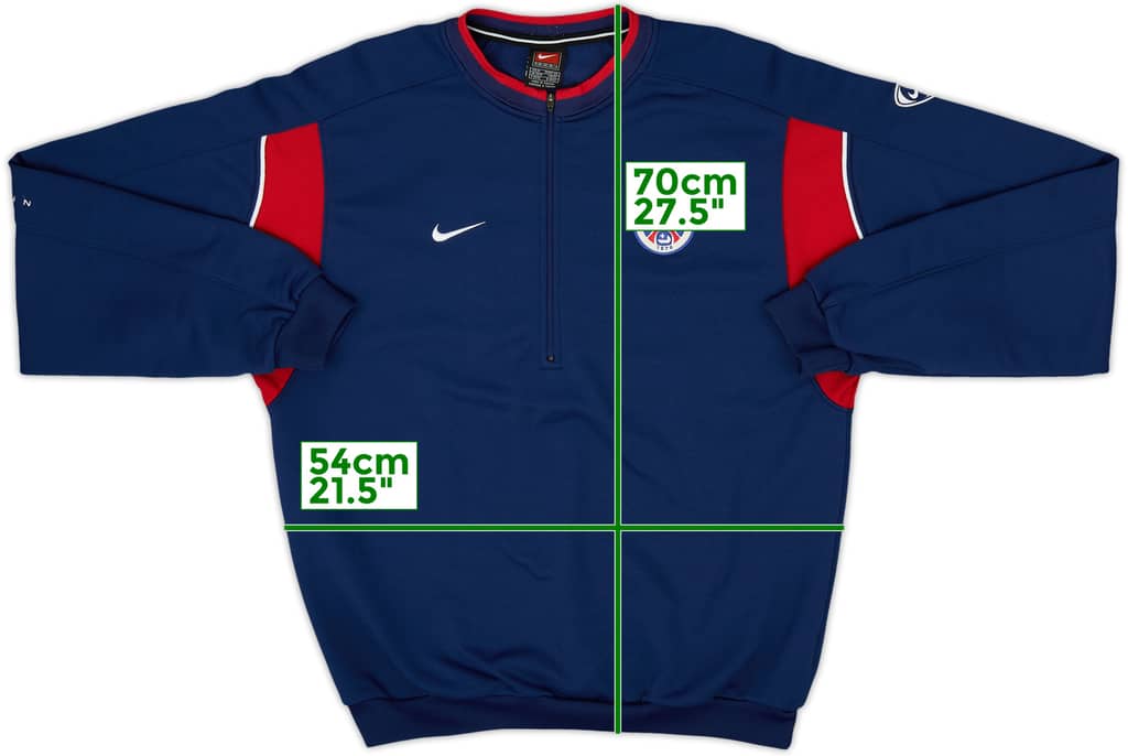 2001-02 Paris Saint-Germain Nike 1/2 Zip Drill Top - 9/10 - (M)