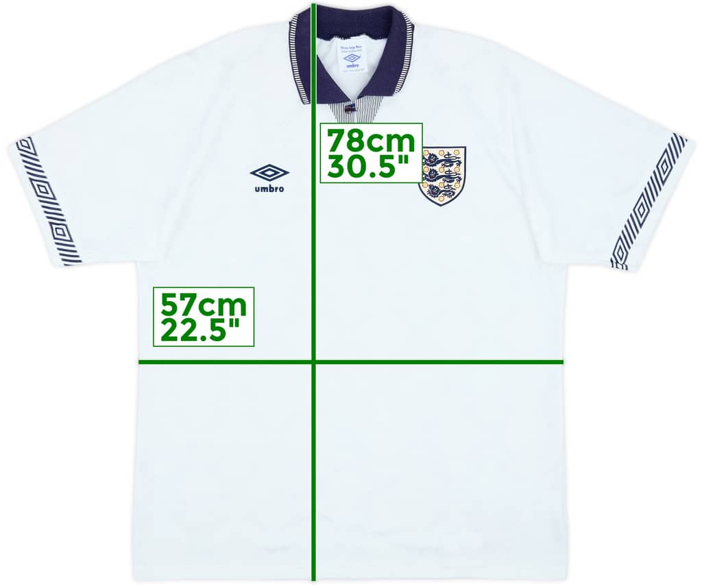 1990-92 England Home Shirt - 9/10 - (L)