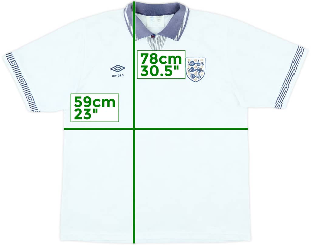 1990-92 England Home Shirt - 7/10 - (XL)