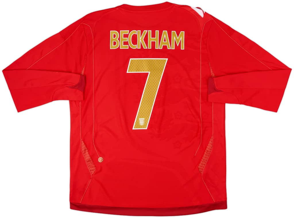 2006-08 England Away L/S Shirt Beckham #7 - 6/10 - (XL)
