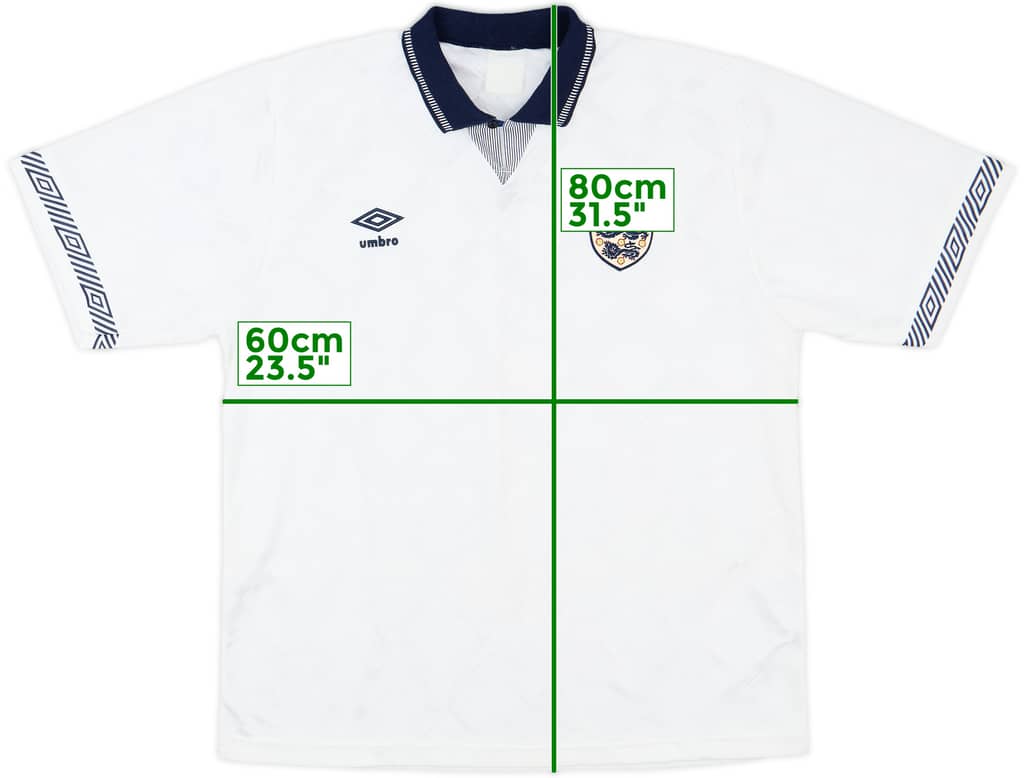 1990-92 England Home Shirt - 8/10 - (XL)