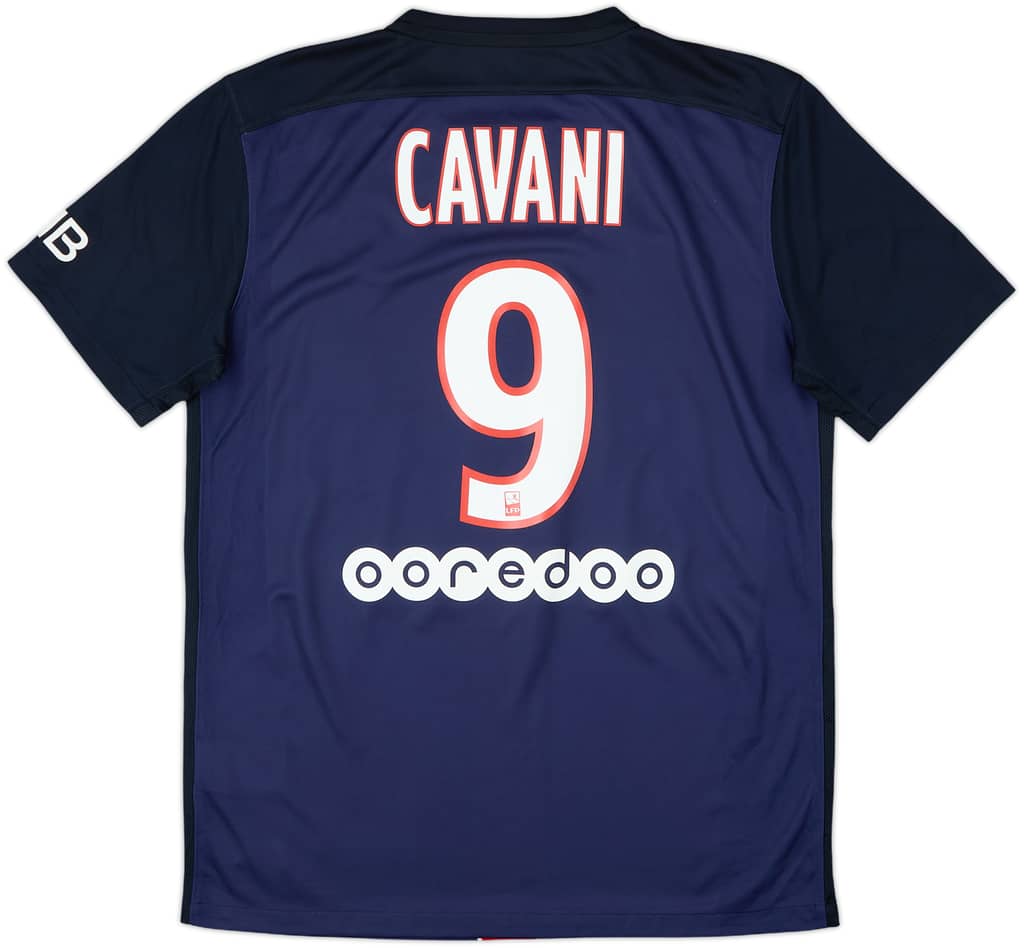 2015-16 Paris Saint-Germain Home Shirt Cavani #9 - 8/10 - (M)