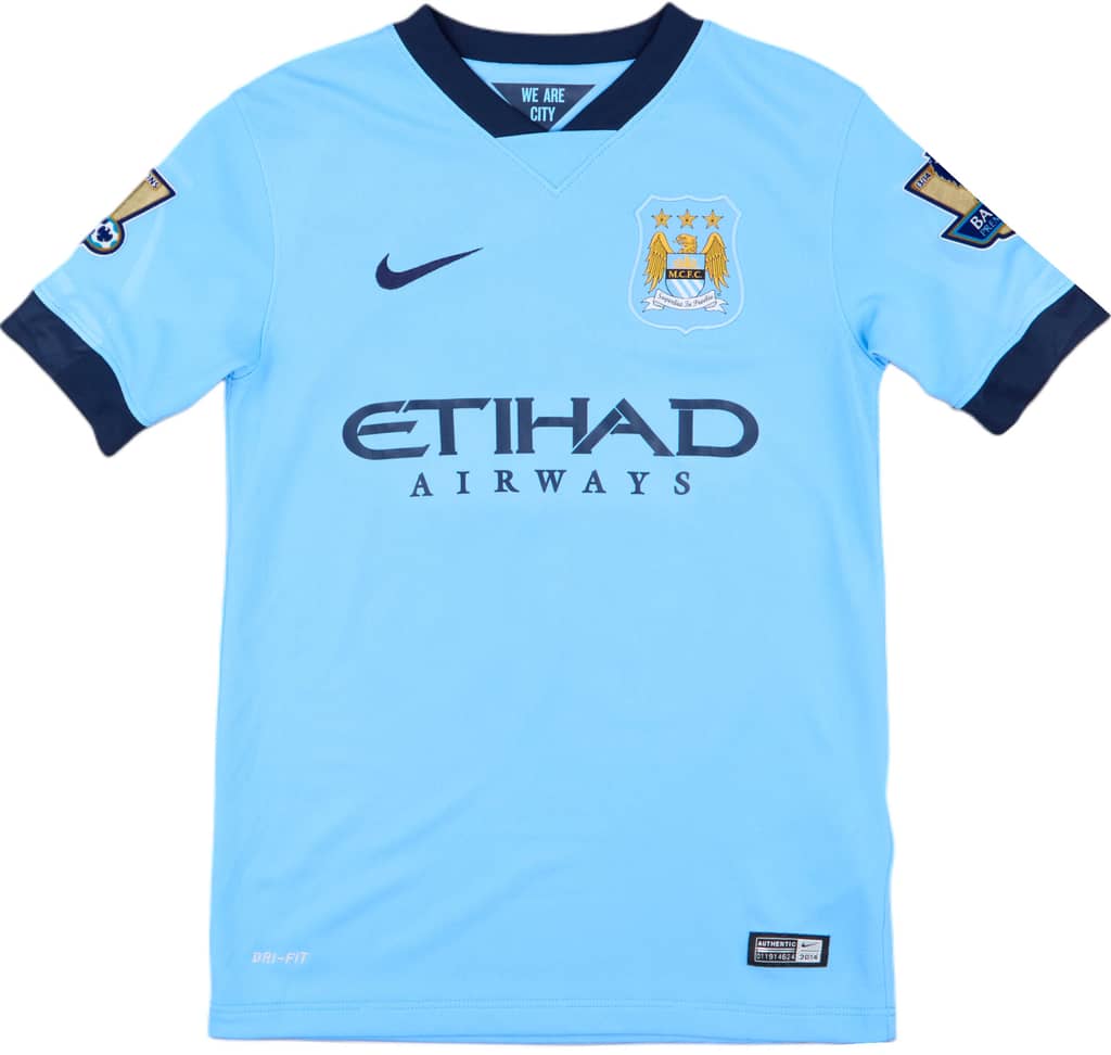 2014-15 Manchester City Home Shirt J.Navas #15 - 9/10 - (S.Boys)
