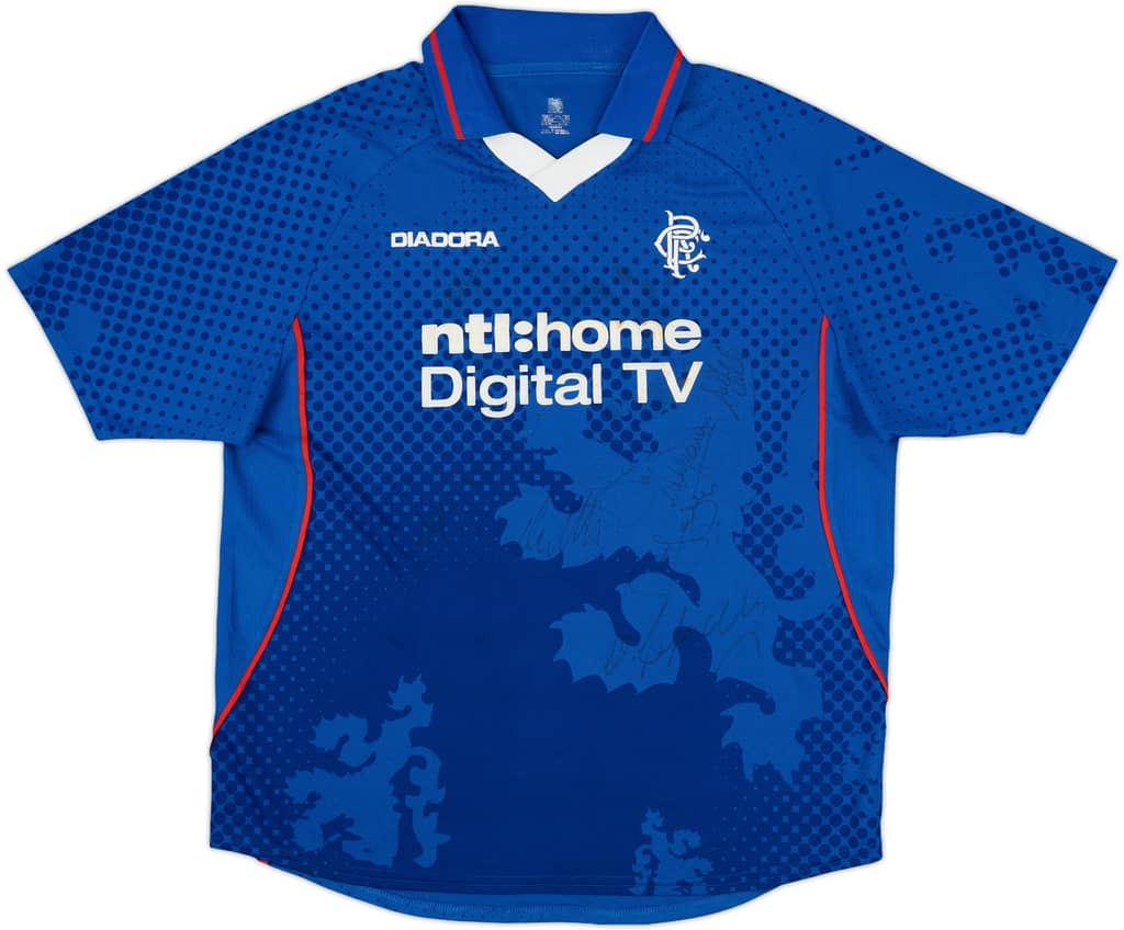 2002-03 Rangers Signed Home Shirt - 6/10 - (L)