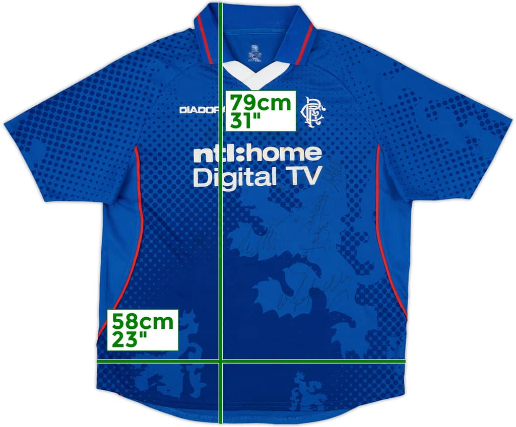 2002-03 Rangers Signed Home Shirt - 6/10 - (L)