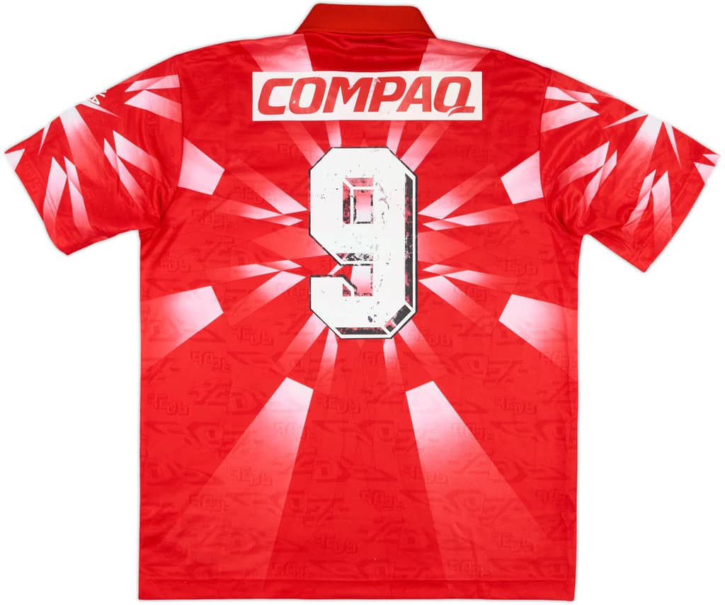 1995-96 Urawa Red Diamonds Home Shirt #9 (Fukuda) - 6/10 - (M)