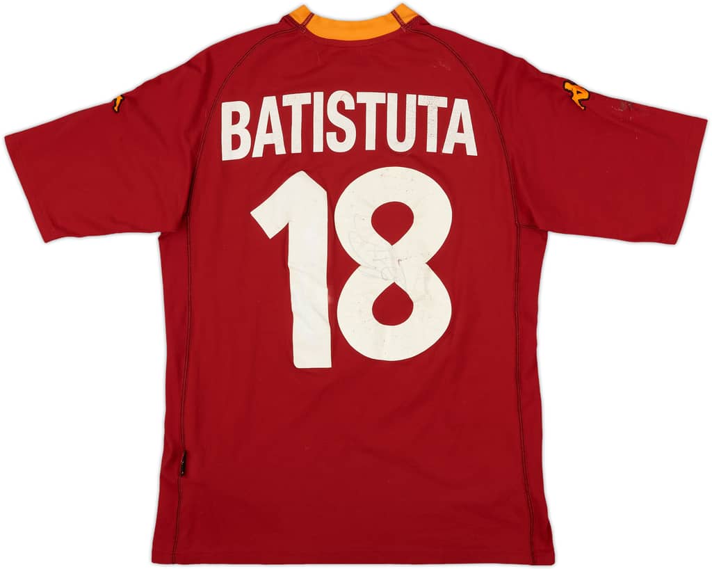 2000-01 Roma Signed Home Shirt Batistuta #18 - 5/10 - (L)