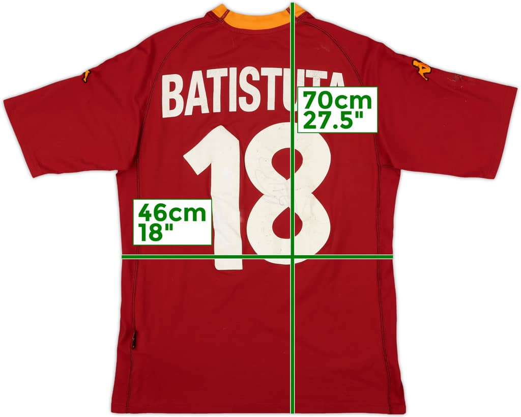 2000-01 Roma Signed Home Shirt Batistuta #18 - 5/10 - (L)