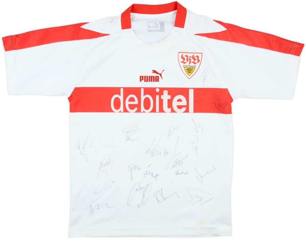 2002-03 Stuttgart Match Issue Squad Signed Home Shirt #18