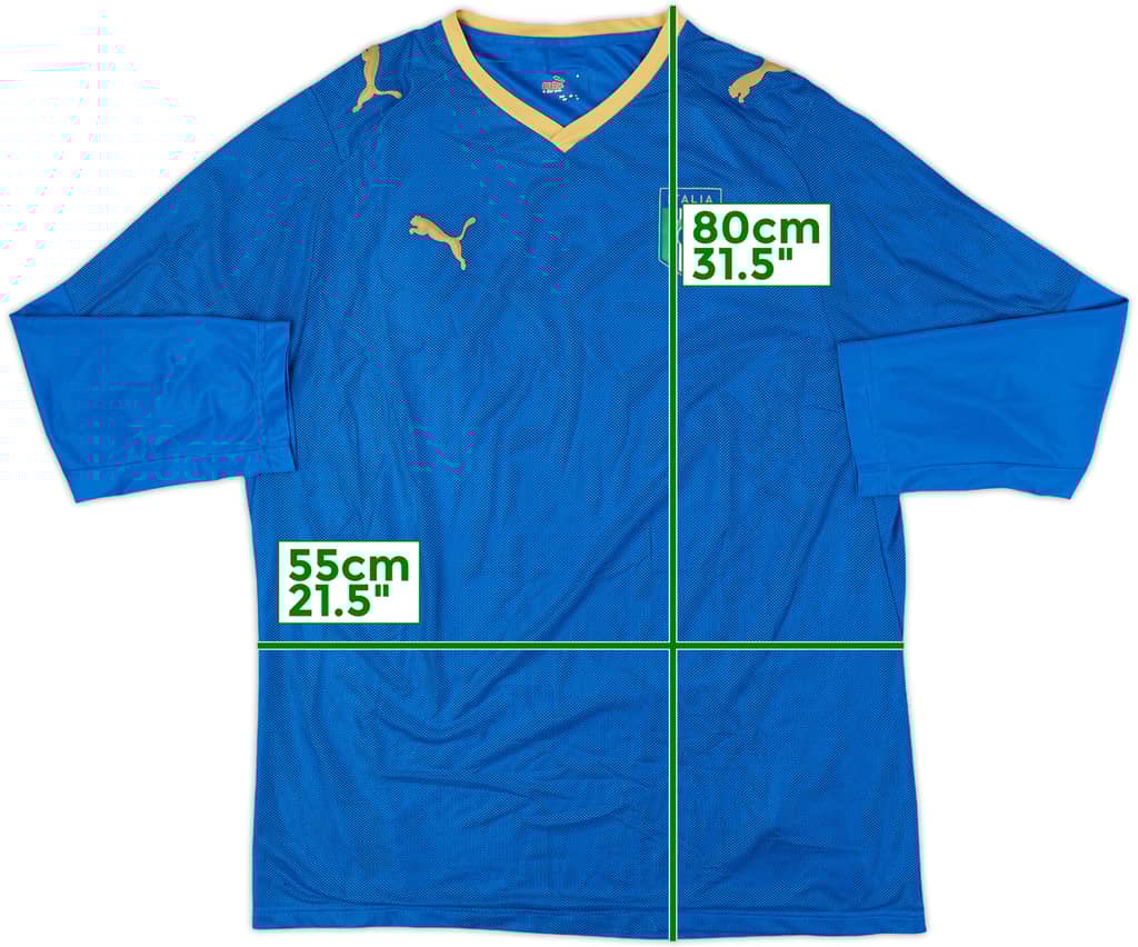 2007-08 Italy Home L/S Shirt - 8/10 - (XL)