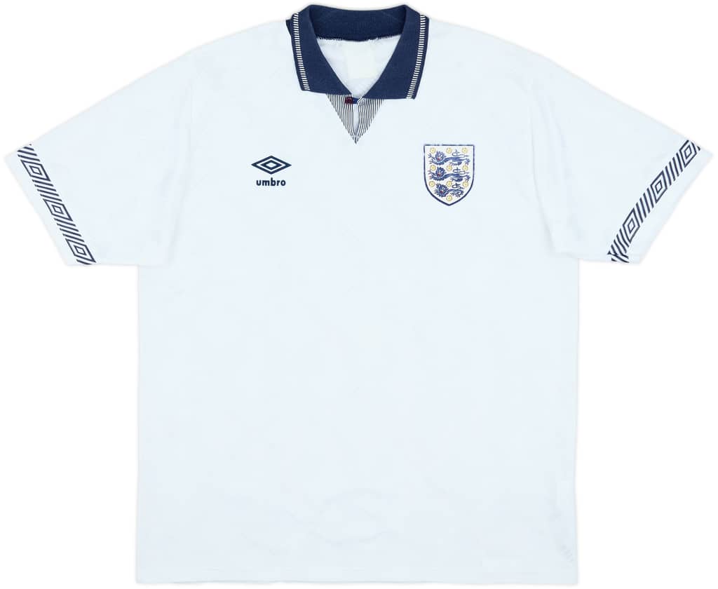1990-92 England Home Shirt - 8/10 - (XL)