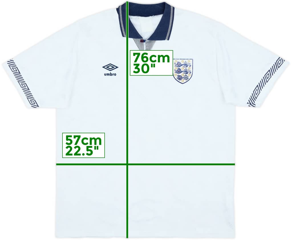 1990-92 England Home Shirt - 8/10 - (XL)