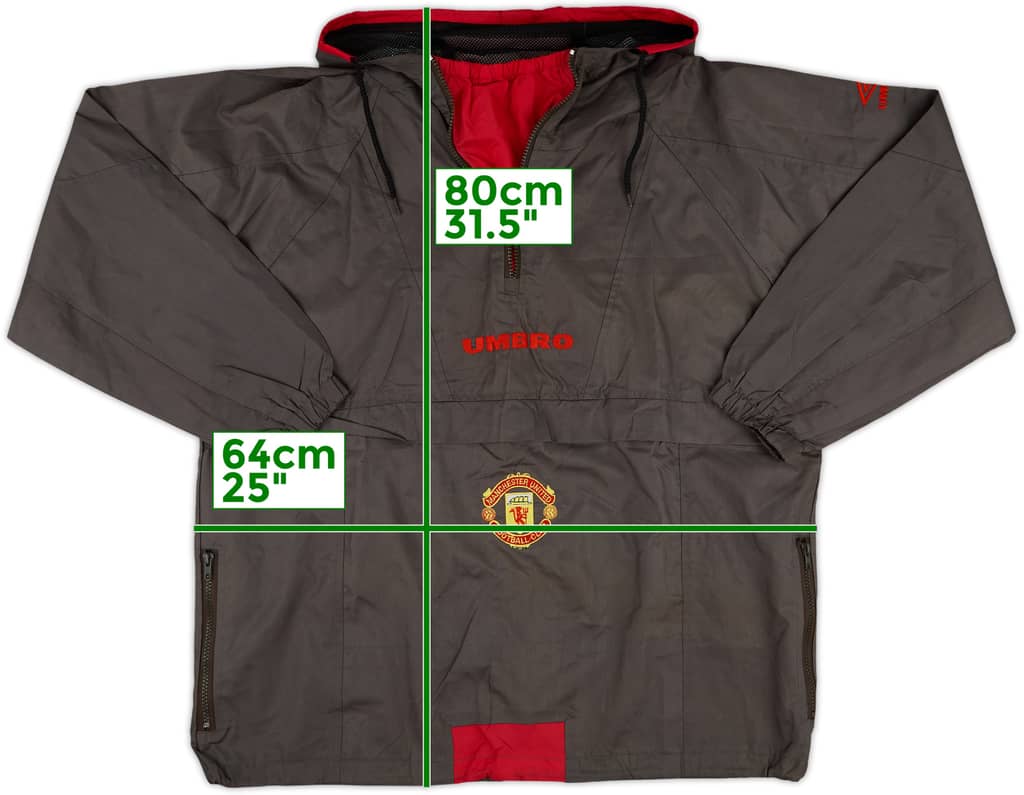 1994-95 Manchester United Umbro 1/4 Zip Hooded Rain Jacket - 5/10 - (S)