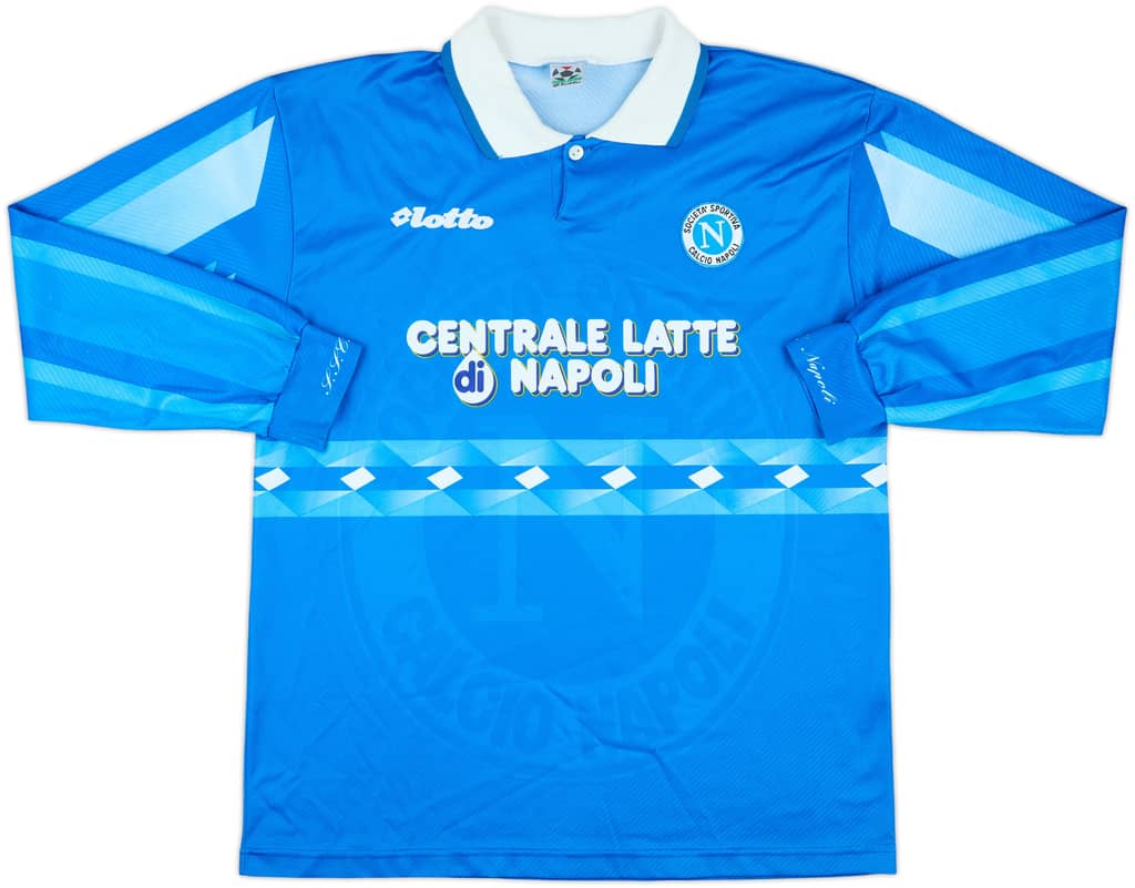 1996-97 Napoli Home L/S Shirt - 9/10 - (XL)