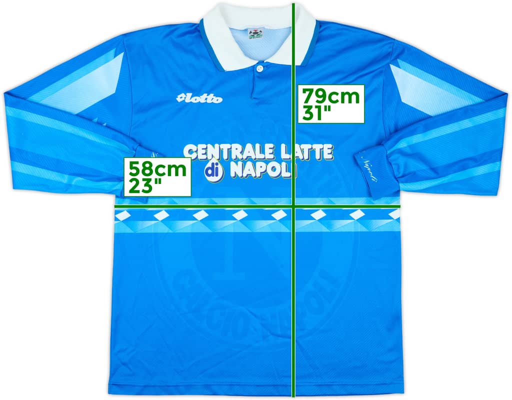 1996-97 Napoli Home L/S Shirt - 9/10 - (XL)