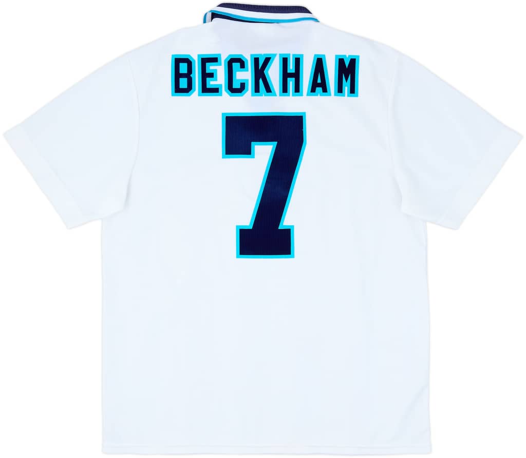 1995-97 England Home Shirt Beckham #7 - 9/10 - (XL)