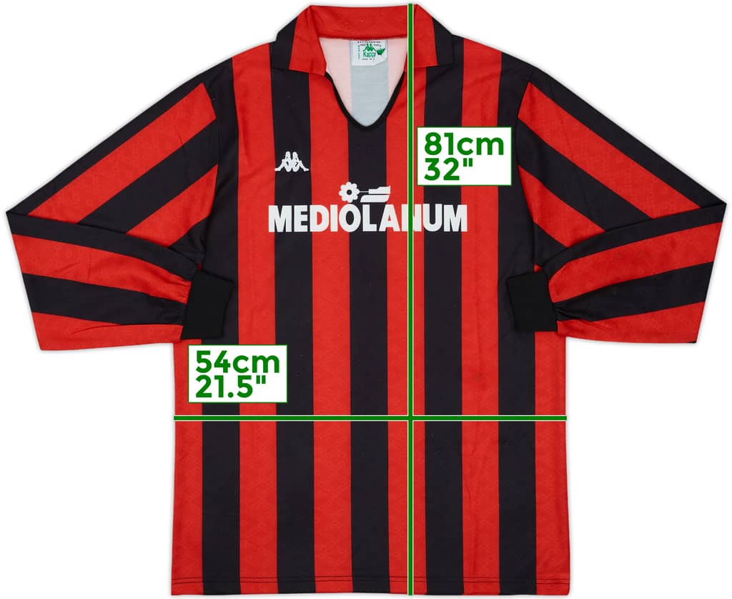 1989-90 AC Milan Home L/S Shirt - 7/10 - (L)
