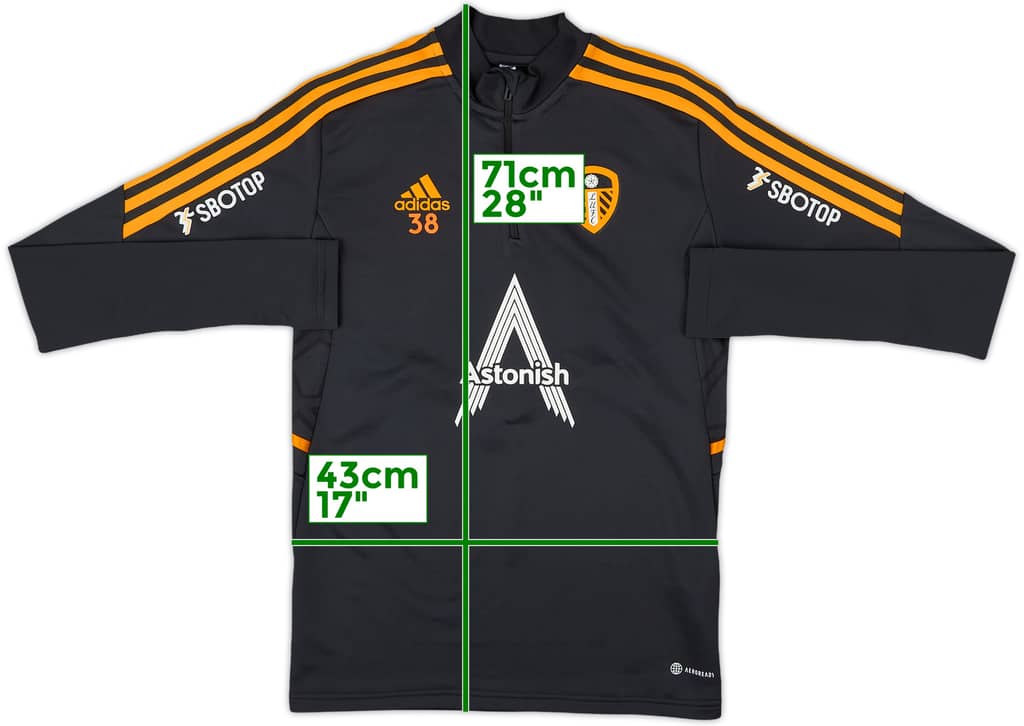 2022-23 Leeds Player Issue adidas 1/4 Zip Sweat Top #38 - 10/10 - (XS)