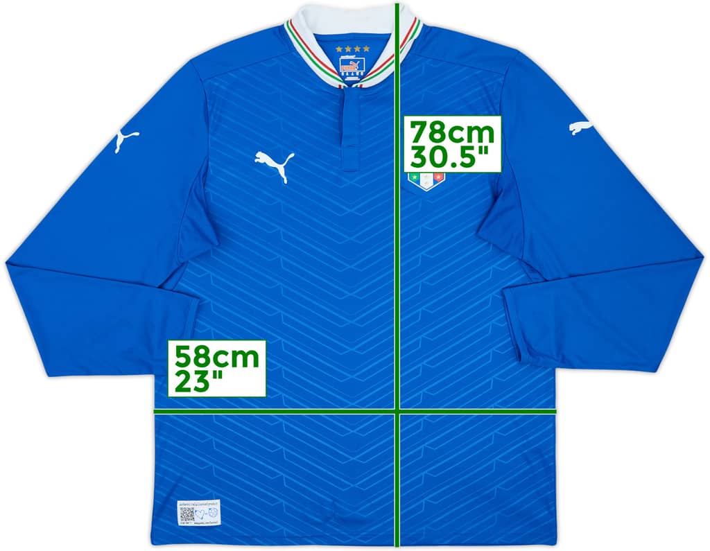 2012-13 Italy Home L/S Shirt - 8/10 - (XL)