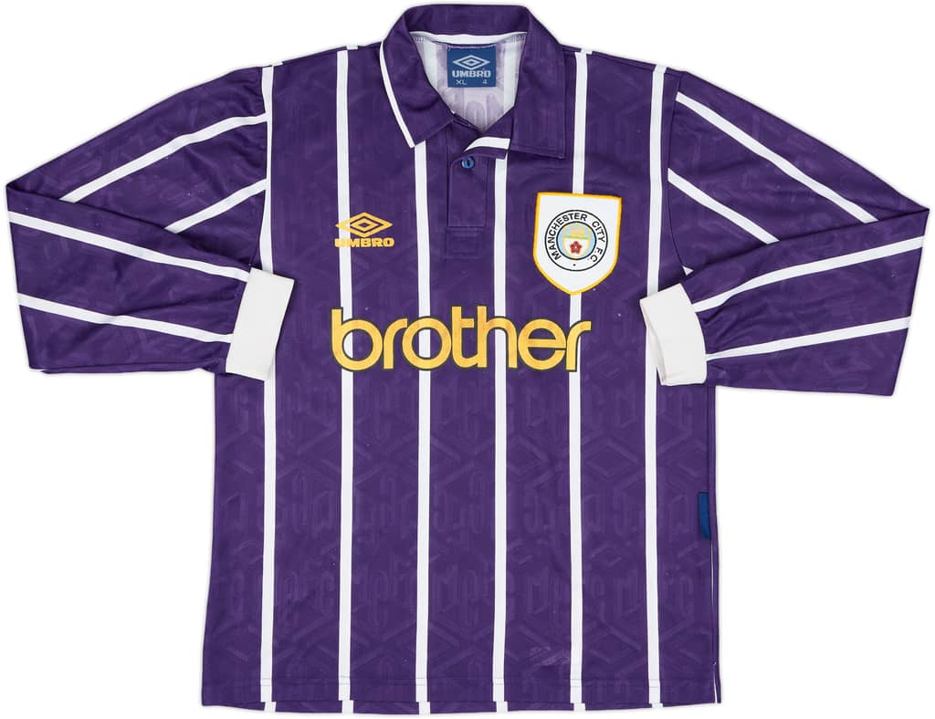 1993-94 Manchester City Away L/S Shirt - 7/10 - (XL)