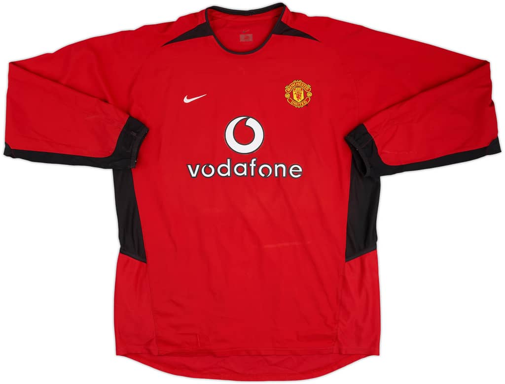 2002-04 Manchester United Home L/S Shirt - 6/10 - (XL)