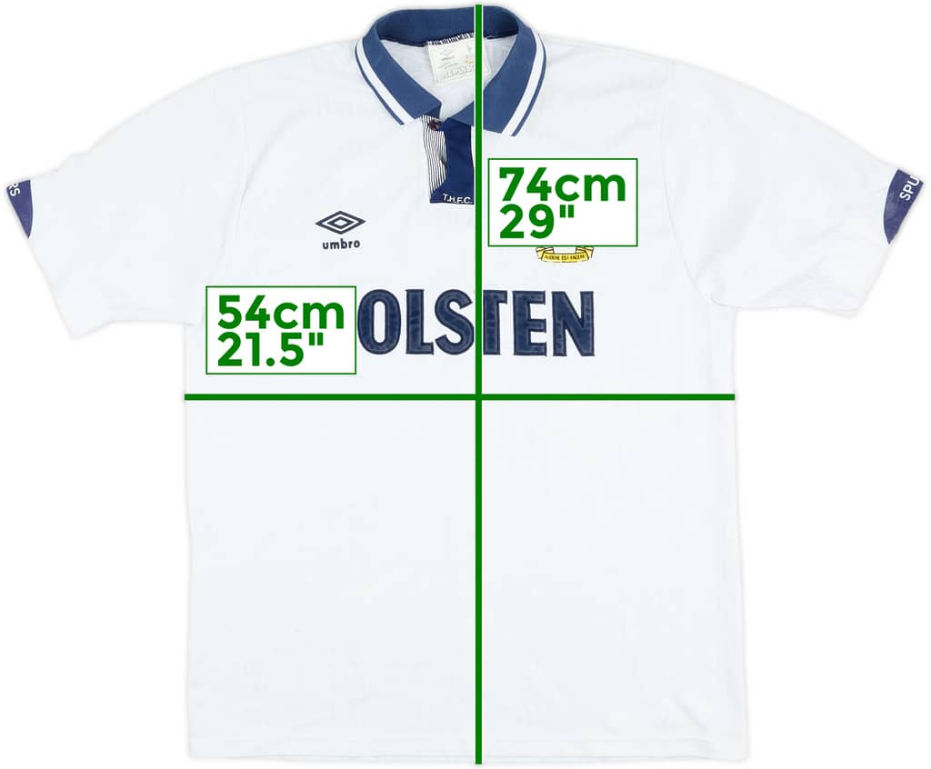 1991-93 Tottenham Home Shirt - 7/10 - (L)