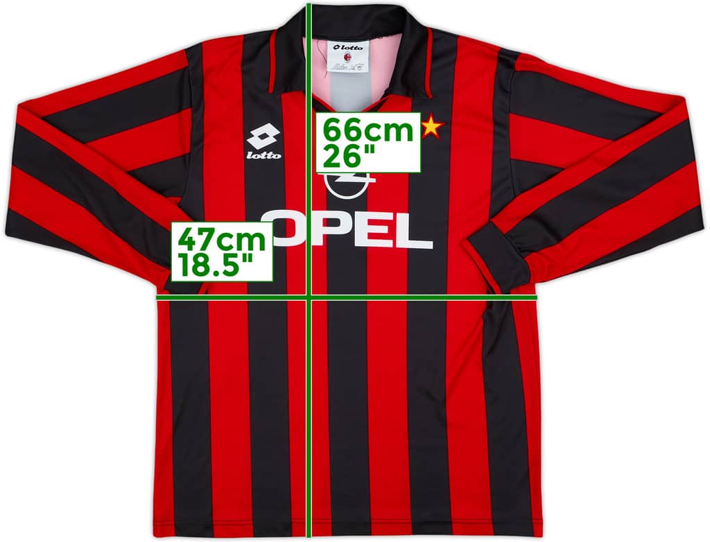 1994-95 AC Milan Home L/S Shirt - 10/10 - (XL.Boys)