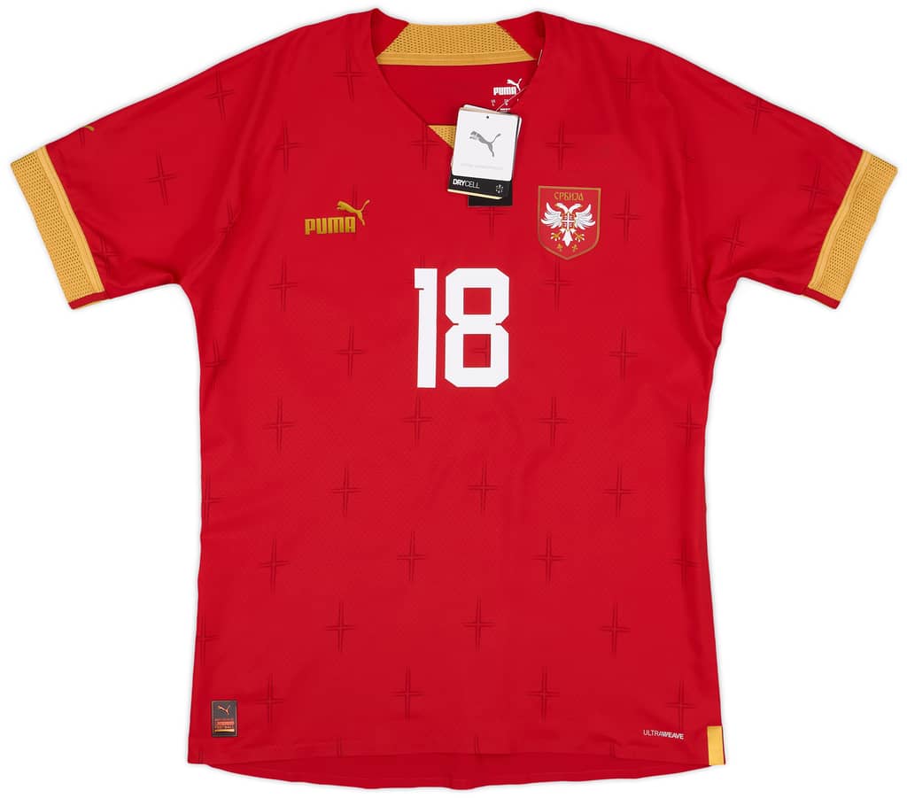2022-23 Serbia Player Issue Home Shirt Vlahovic #18