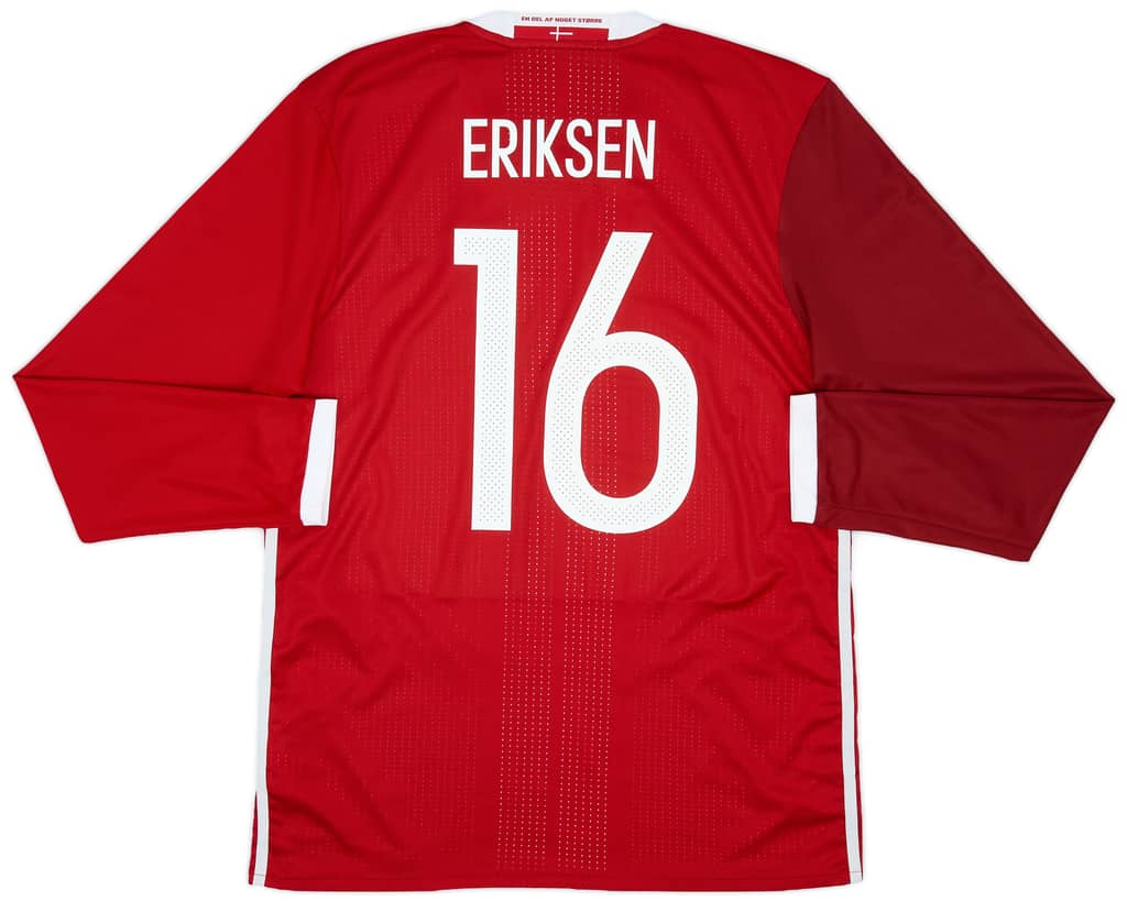2015-16 Denmark Player Issue Home L/S Shirt Eriksen #16 - 9/10 - (L)