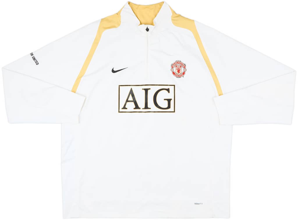 2007-08 Manchester United Nike 1/4 Zip Sweat Top - 9/10 - (XXL)
