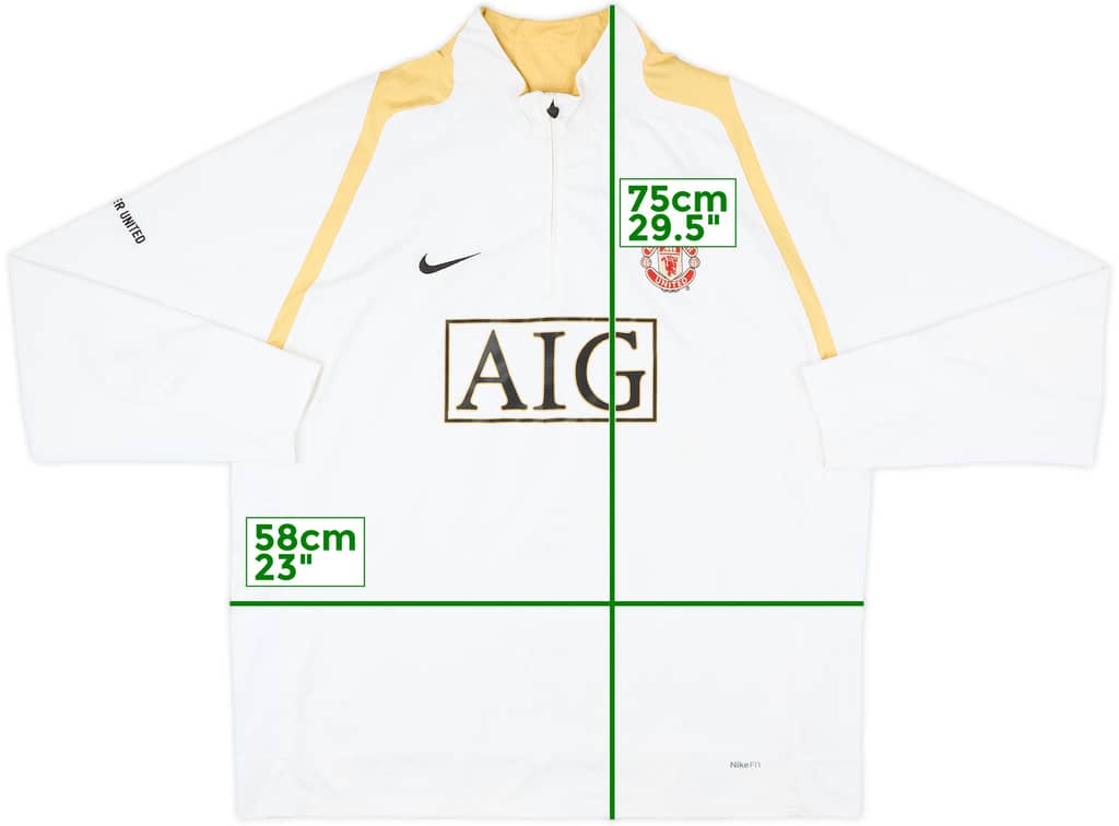 2007-08 Manchester United Nike 1/4 Zip Sweat Top - 9/10 - (XXL)