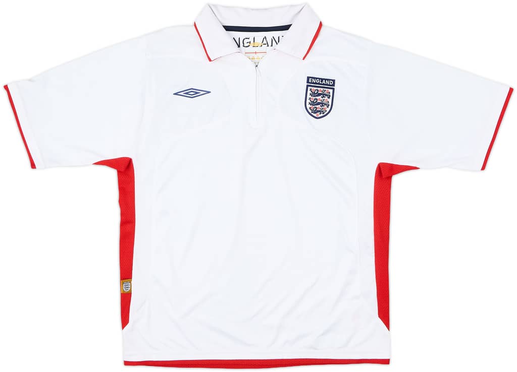 2005-06 England Umbro 1/4 Zip Polo Shirt - 8/10 - (XL.Boys)