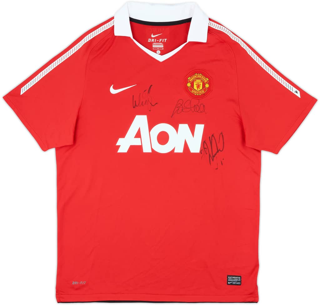 2010-11 Manchester United Signed Home Shirt - 7/10 - (L)