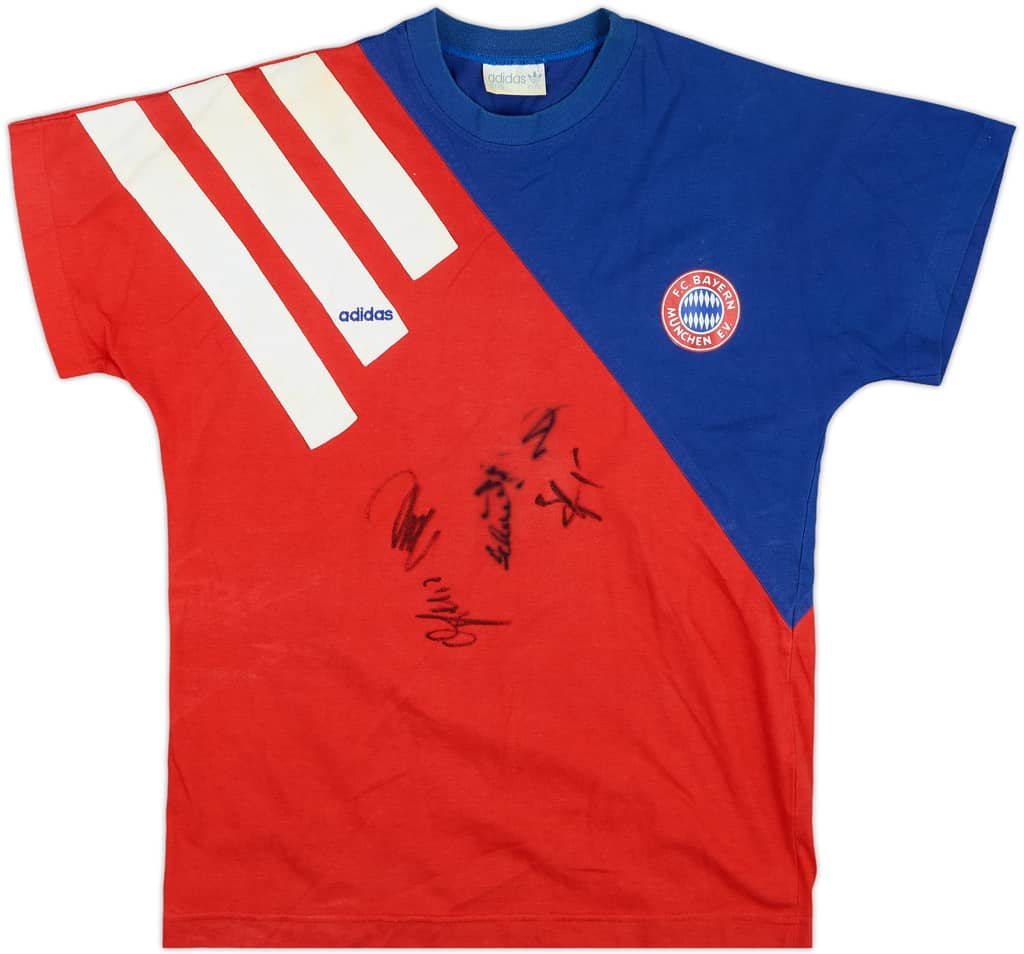 1991-92 Bayern Munich adidas Signed Cotton T-Shirt - 7/10 - (XL.Boys)