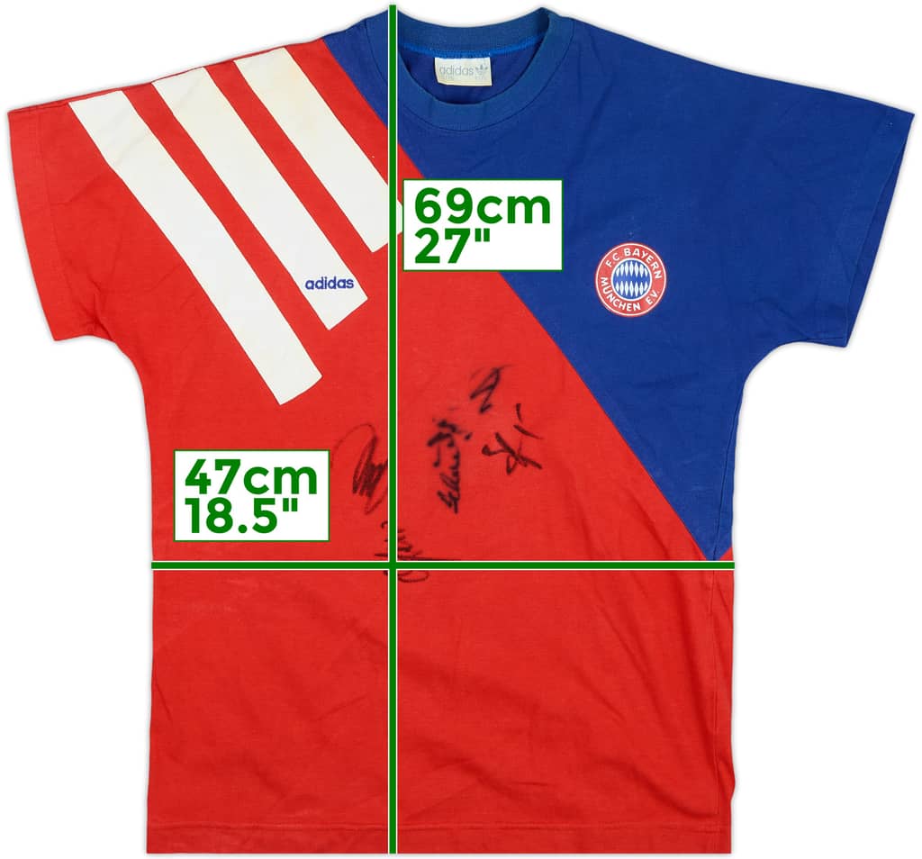1991-92 Bayern Munich adidas Signed Cotton T-Shirt - 7/10 - (XL.Boys)