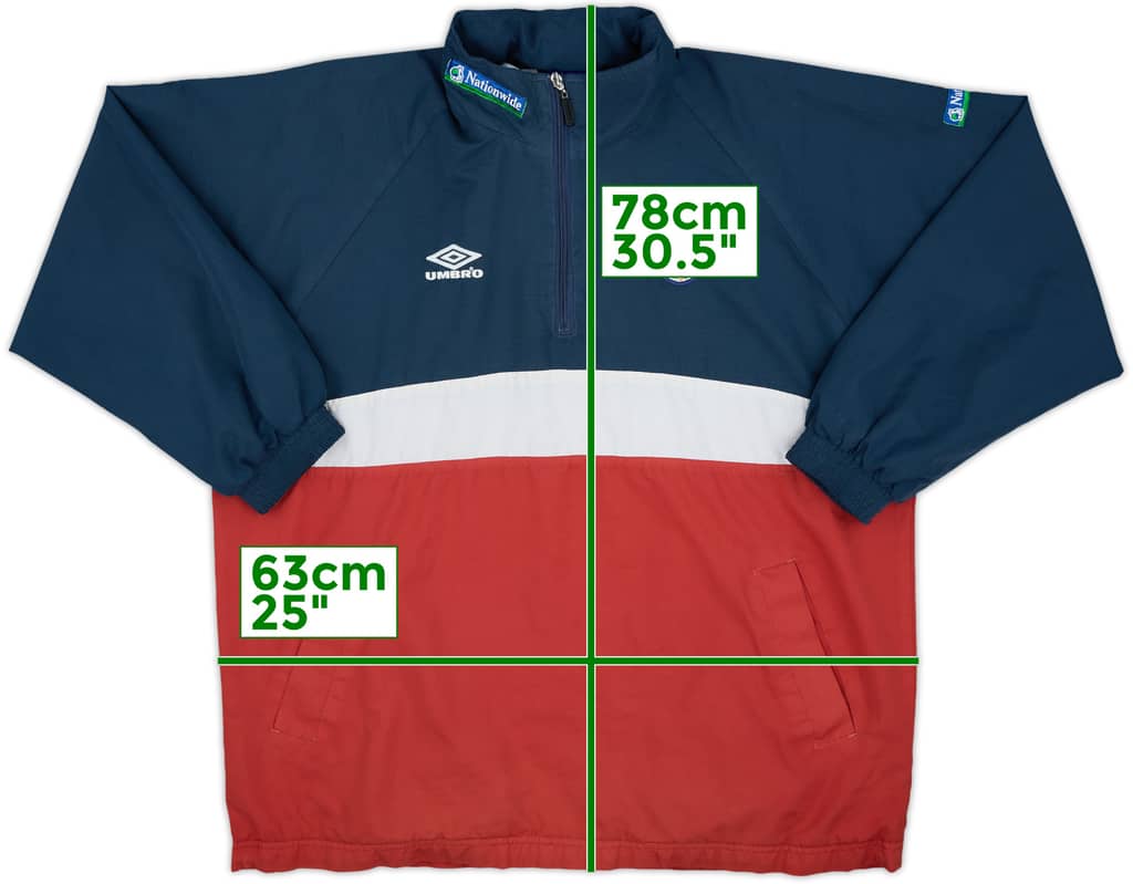 2000-02 England Umbro 1/4 Zip Rain Jacket - 6/10 - (S)