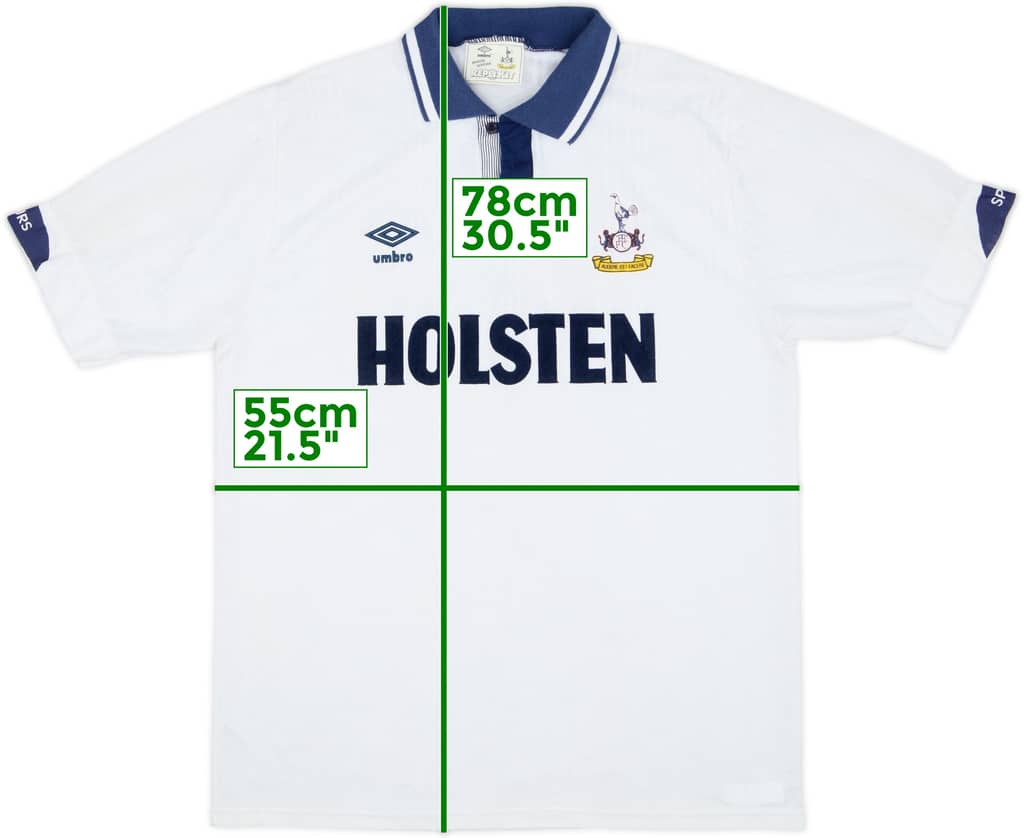 1991-93 Tottenham Home Shirt - 9/10 - (L)