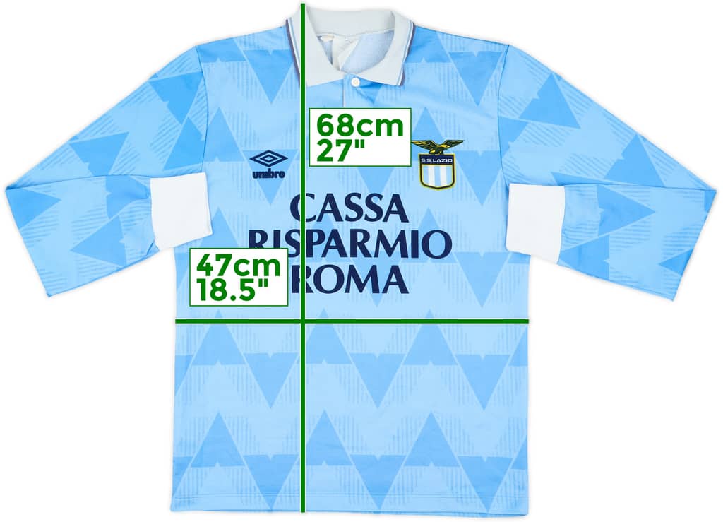 1989-91 Lazio Home L/S Shirt - 9/10 - (M)