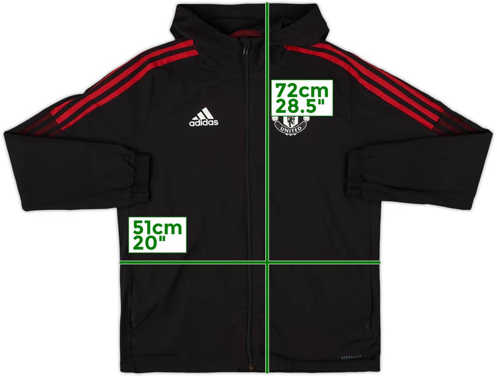 2021-22 Manchester United adidas Hooded Rain Jacket - 8/10 - (L.Boys)