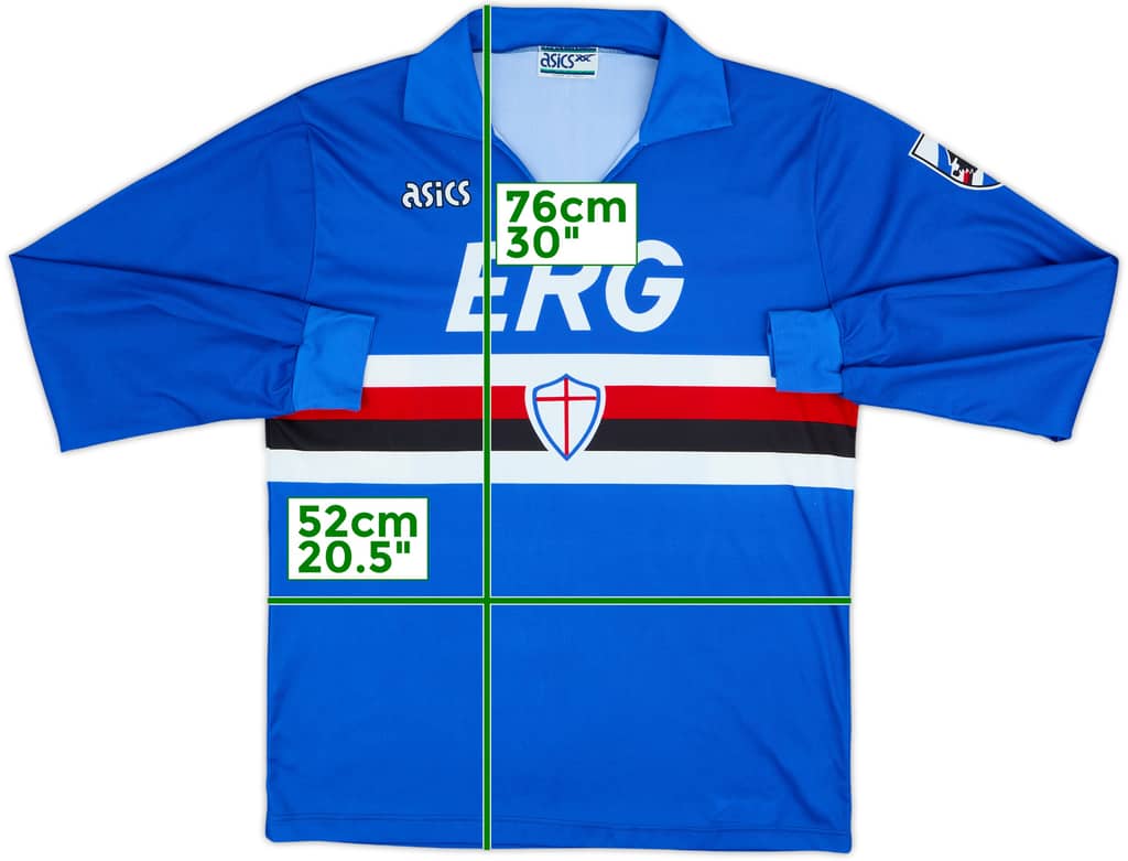 1991-92 Sampdoria Home L/S Shirt - 9/10 - (L)