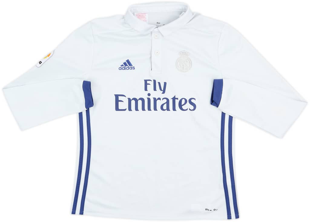 2016-17 Real Madrid Home L/S Shirt - 4/10 - (M.Boys)