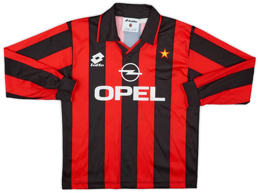 1993-94 AC Milan Home L/S Shirt - 9/10 - (XL.Boys)