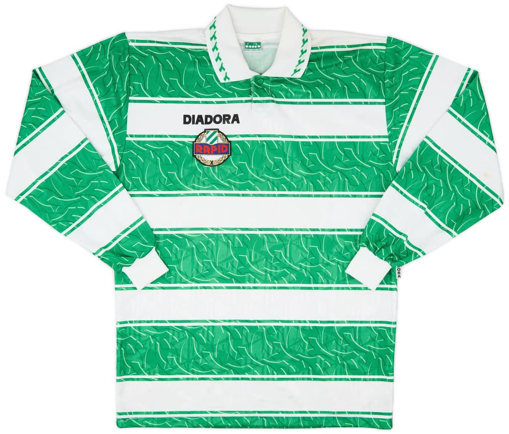1995-96 Rapid Vienna Signed Home L/S Shirt - 8/10 - (L)
