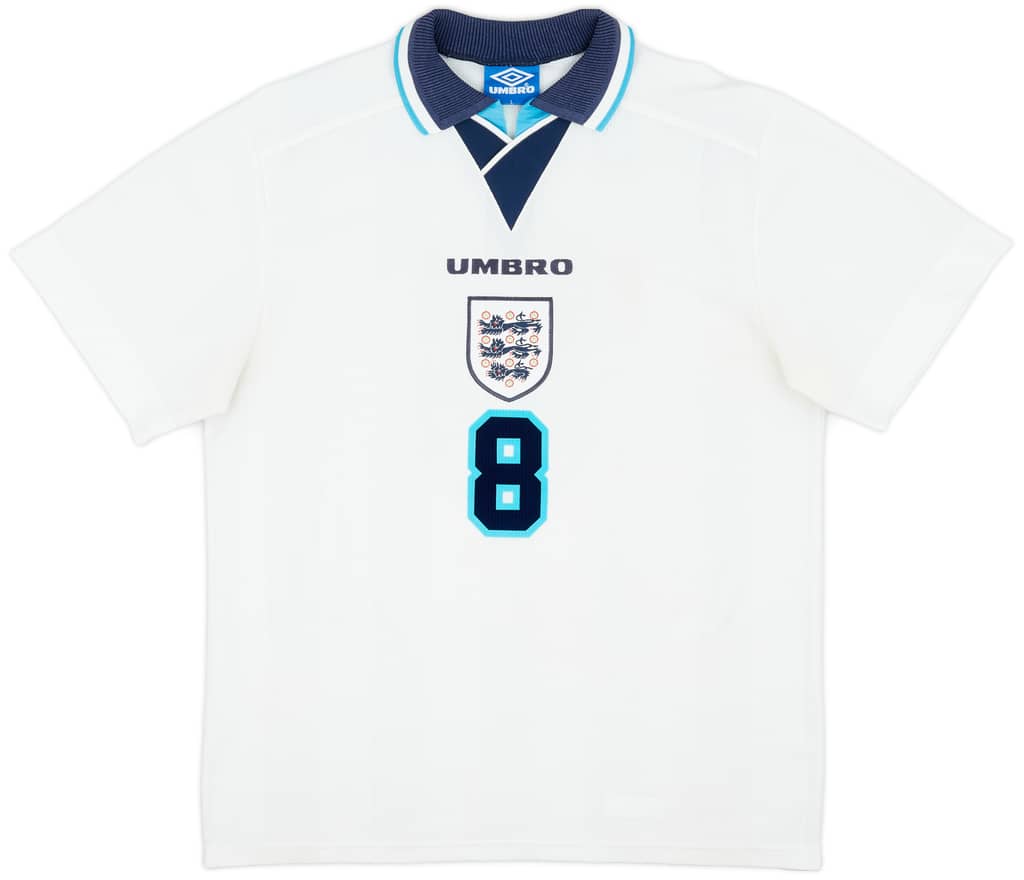 1995-97 England Home Shirt Gascoigne #8 - 7/10 - (L)