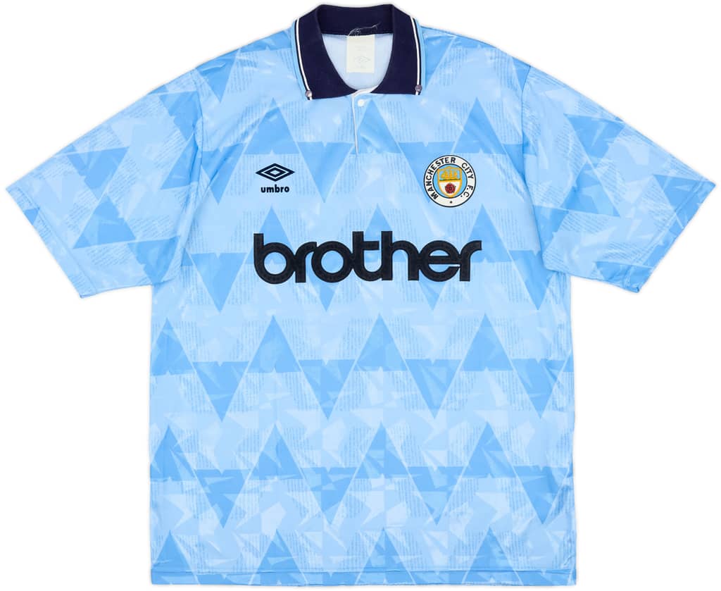1989-91 Manchester City Home Shirt - 8/10 - (L)
