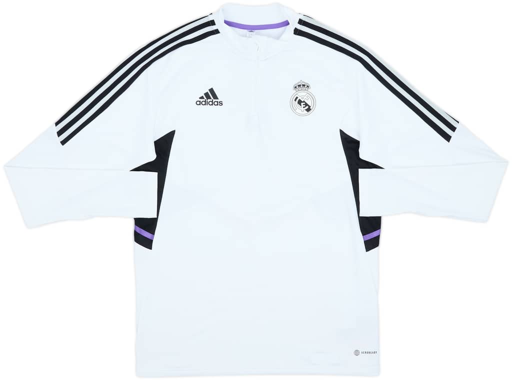 2022-23 Real Madrid adidas 1/4 Zip Sweat Top - 9/10 - (M)